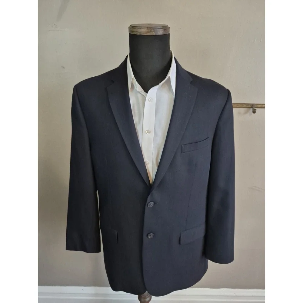 Jos A Bank Joseph Mens Slim Fit Wool Sports Coat 42L Navy 2 Button F701